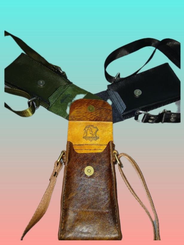 کیف موبایل و مدارک چرم طبیعی دستدوز گردن آویز زیباس چرم