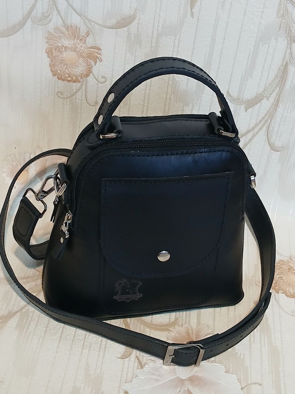 کیف دوشی و دستی زنانه چرم طبیعی دستدوز زیباس چرم