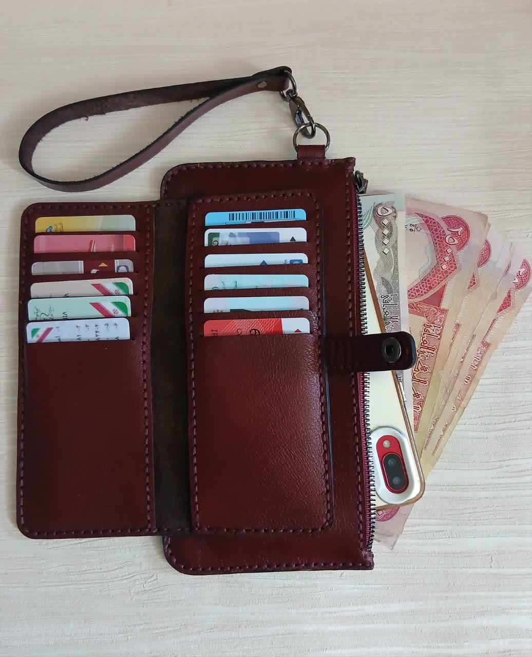 کیف موبایل و پول و کارت زیباس چرم شیک و بادوام