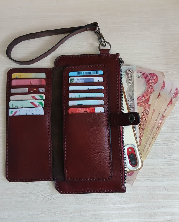 کیف موبایل و پول و کارت زیباس چرم شیک و بادوام