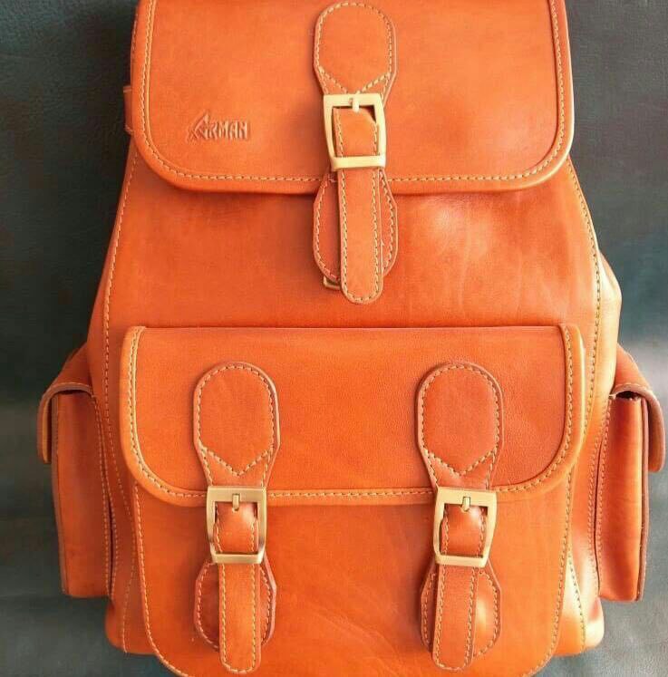کوله پشتی چرم خالص دستدوز مدل آمریکایی