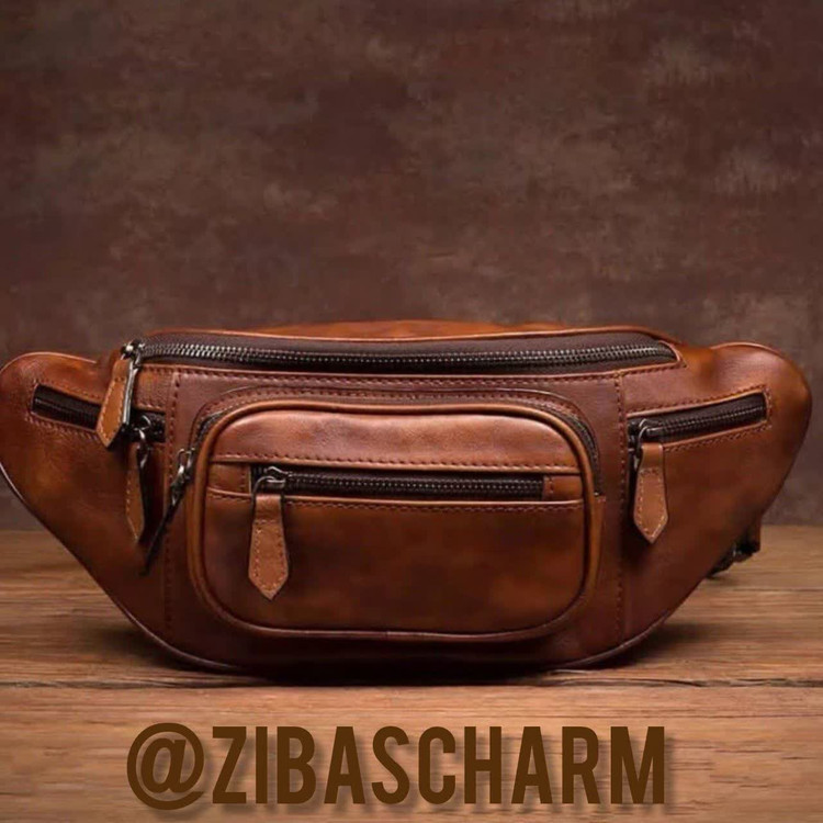 کیف کمری اسپورت چرم طبیعی دست دوز زیباس چرم