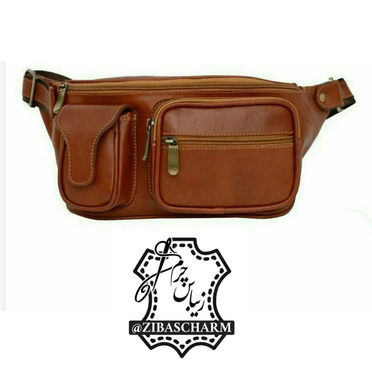 کیف جادار کمری اسپورت چرم طبیعی دست دوز زیباس چرم