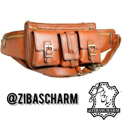 کیف کمری بزرگ چرم طبیعی دستدوز زیباس چرم