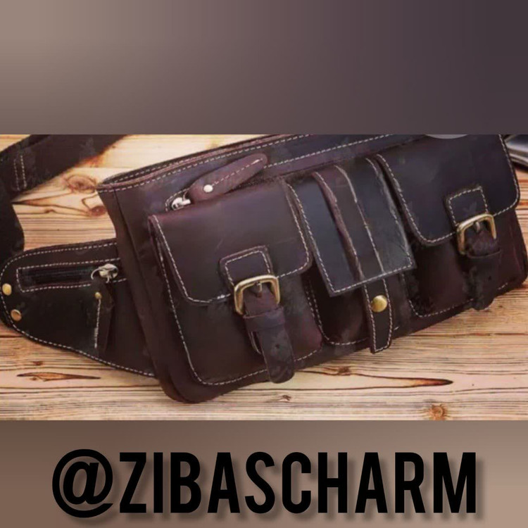 کیف کمری کوهنوردی چرم طبیعی دستدوز زیباس چرم