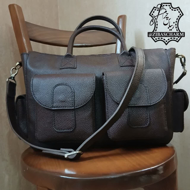 ساک چرم طبیعی دستدوز زیباس چرم