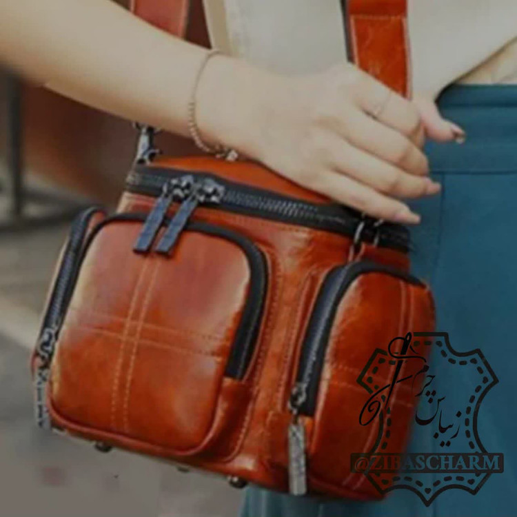 کیف خبرنگاری ، غذا ، ابزار چرم دستدوز زیباس چرم