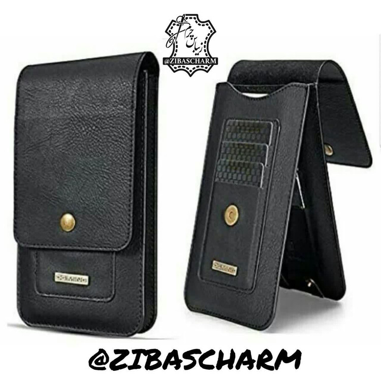 کیف مدارک و موبایل گردنی و کمری چرم دستدوز زیباس چرم