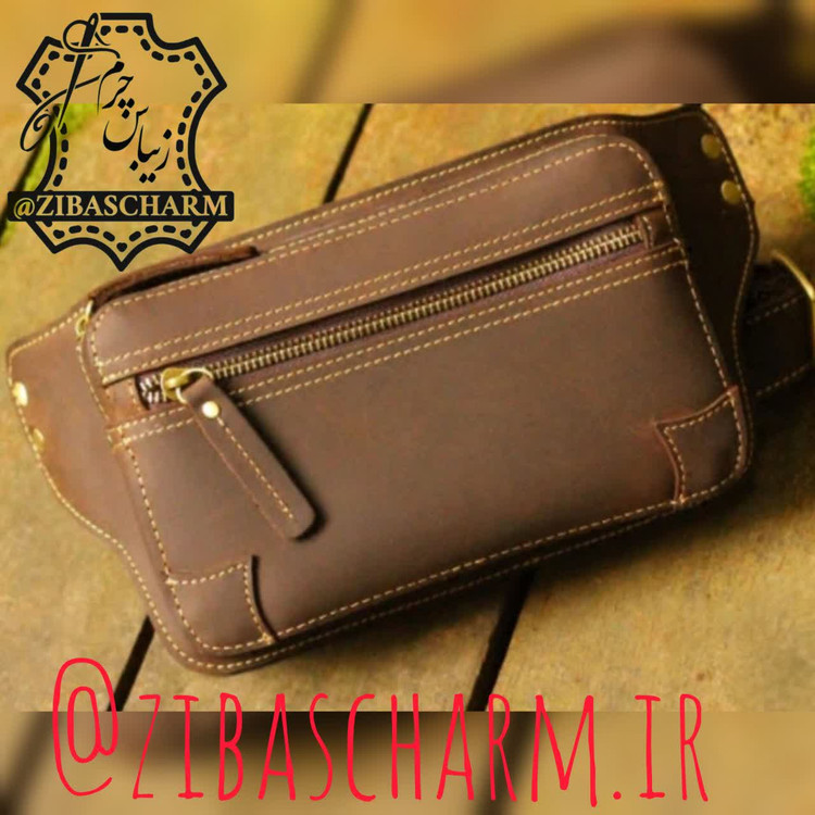 کیف کمری اسپورت چرم طبیعی دستدوز