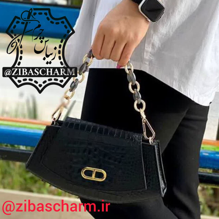 کیف زنانه مجلسی چرم طبیعی دستدوز زیباس چرم