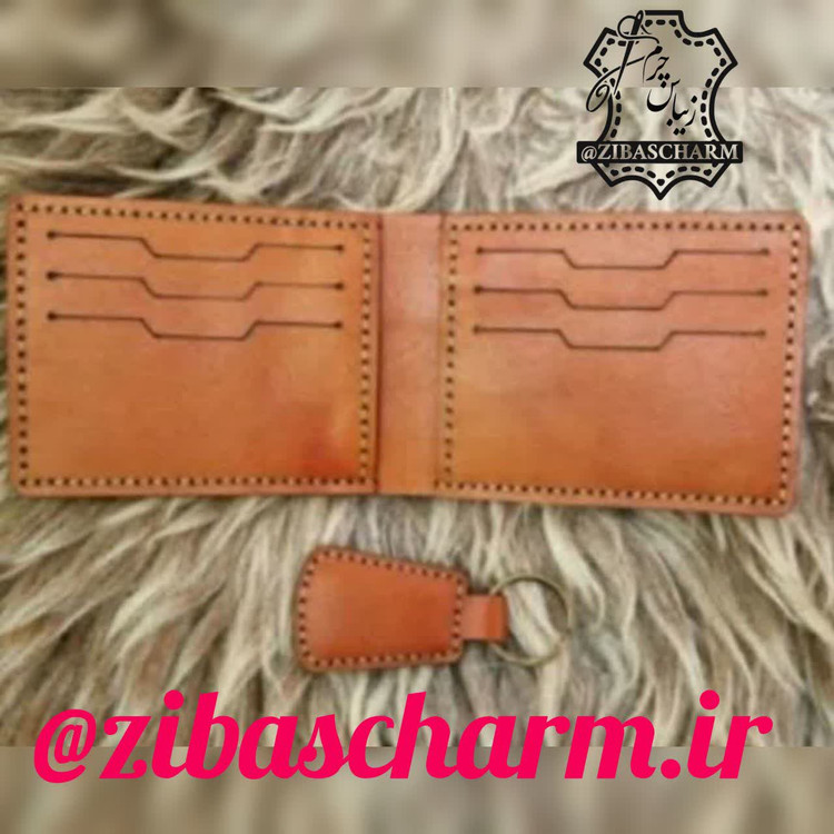 کیف جیبی پول و کارت چرم طبیعی دستدوز زیباس چرم