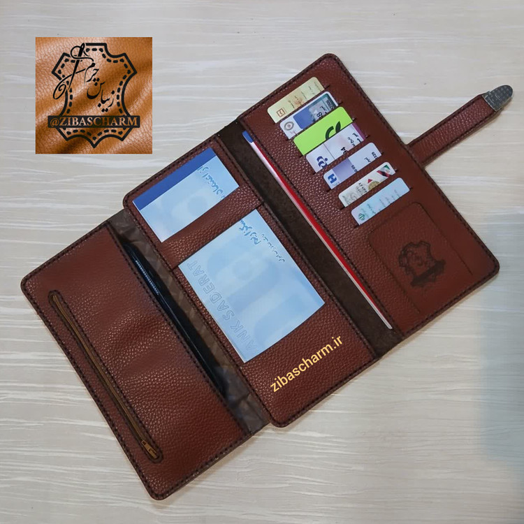 کیف دسته چک و مدارک چرم طبیعی و خالص