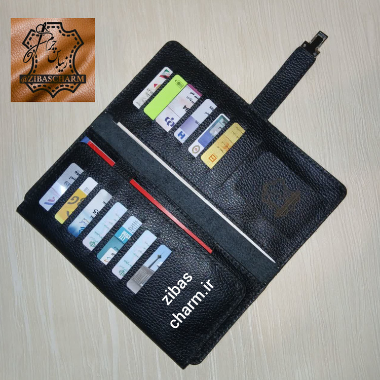 کیف دسته چک و مدارک چرم طبیعی گاوی