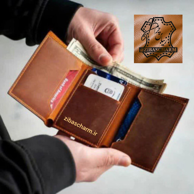 کیف پول و کارت چرم طبیعی دست دوز - A21