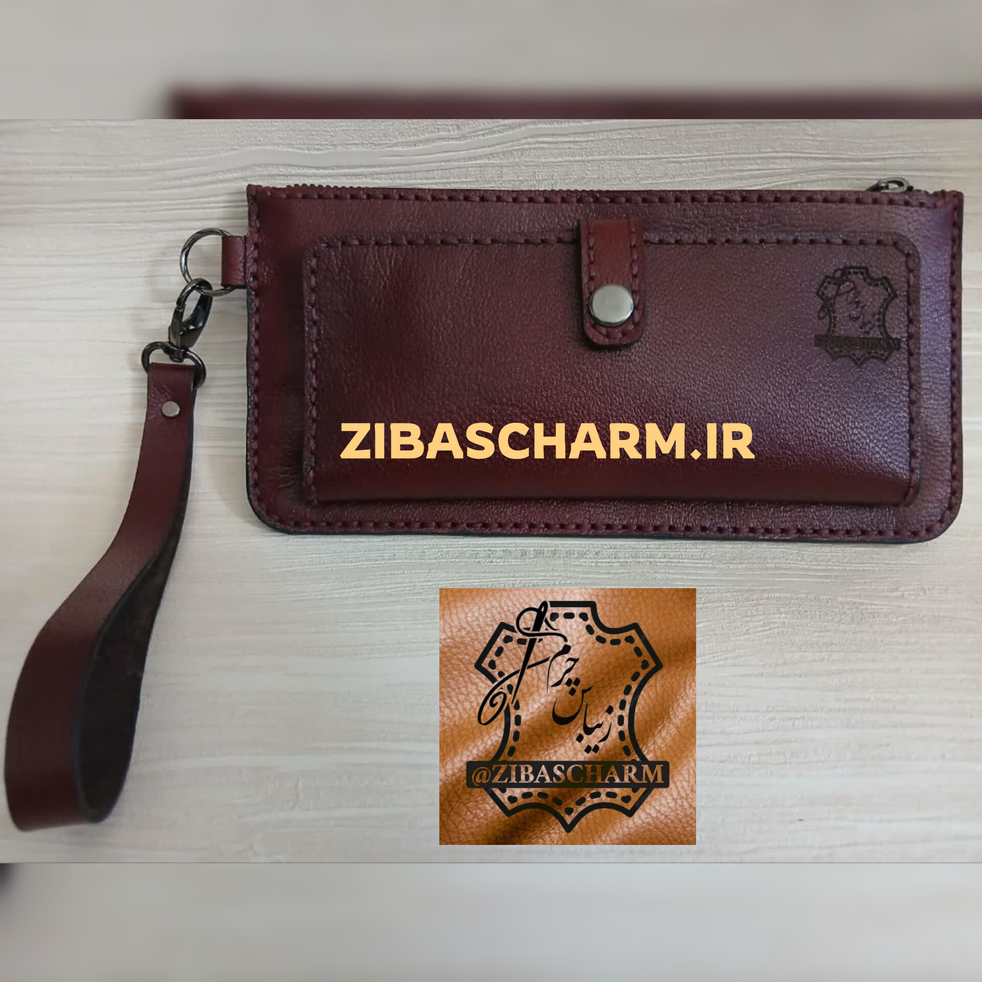 کیف موبایل و پول و کارت زیباس چرم شیک و بادوام
