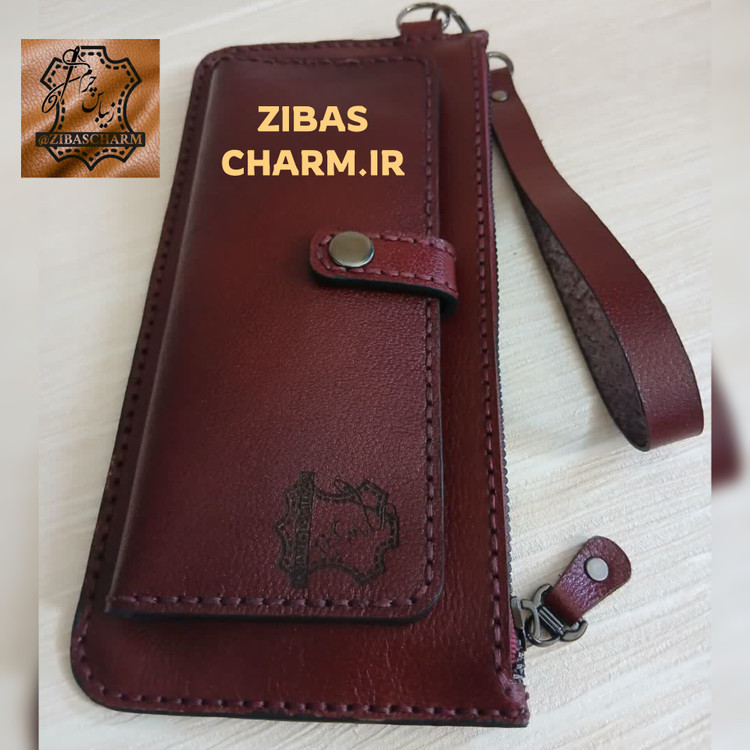 کیف موبایل زیباس چرم دوخته شده از چرم خالص