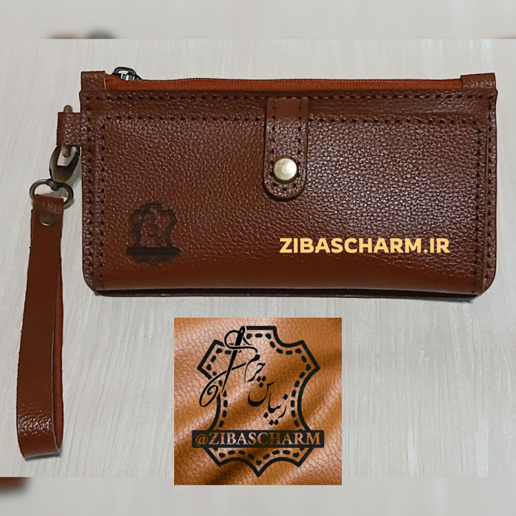 کیف پول و موبایل چرم طبیعی دست دوز - A11