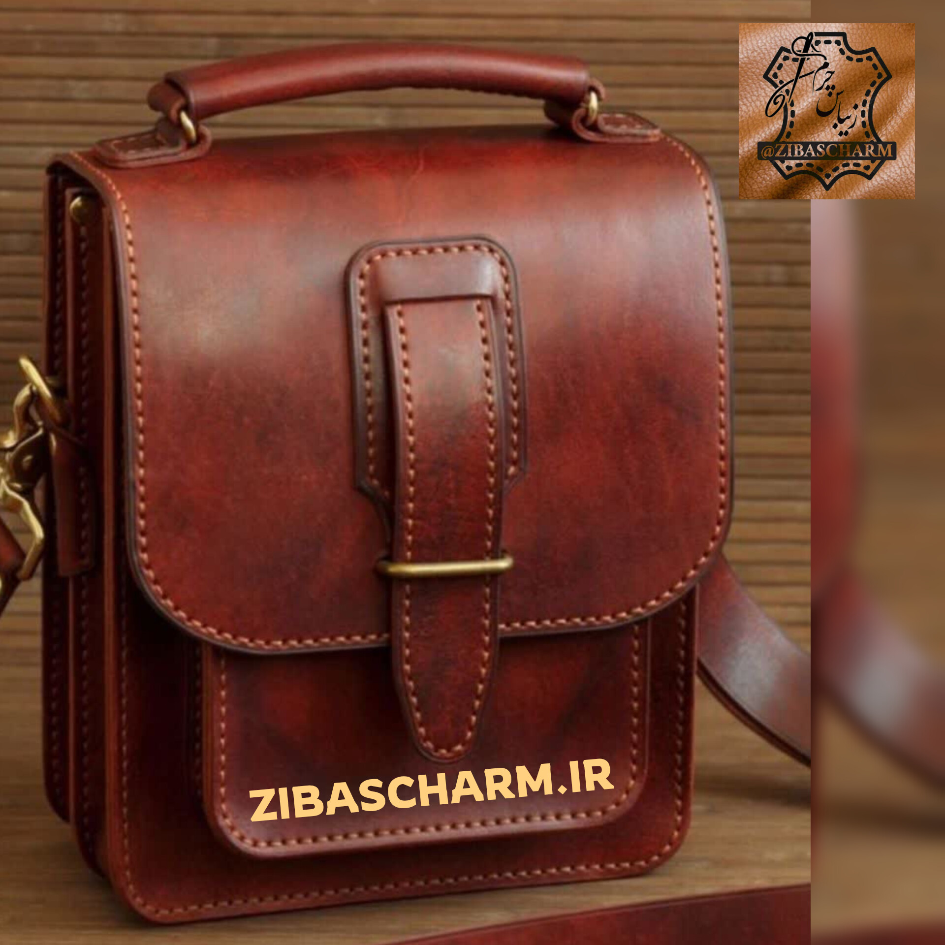کیف دوشی دست دوز زیباس چرم - A10