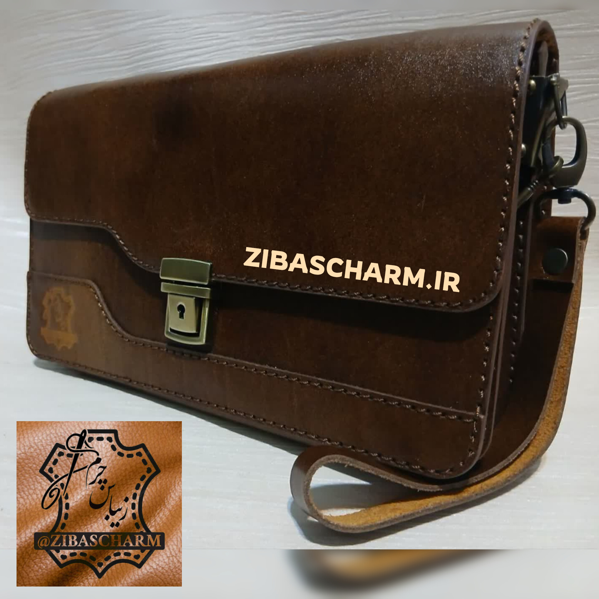 کیف دستی چرم طبیعی مردانه مناسب مدارک و موبایل