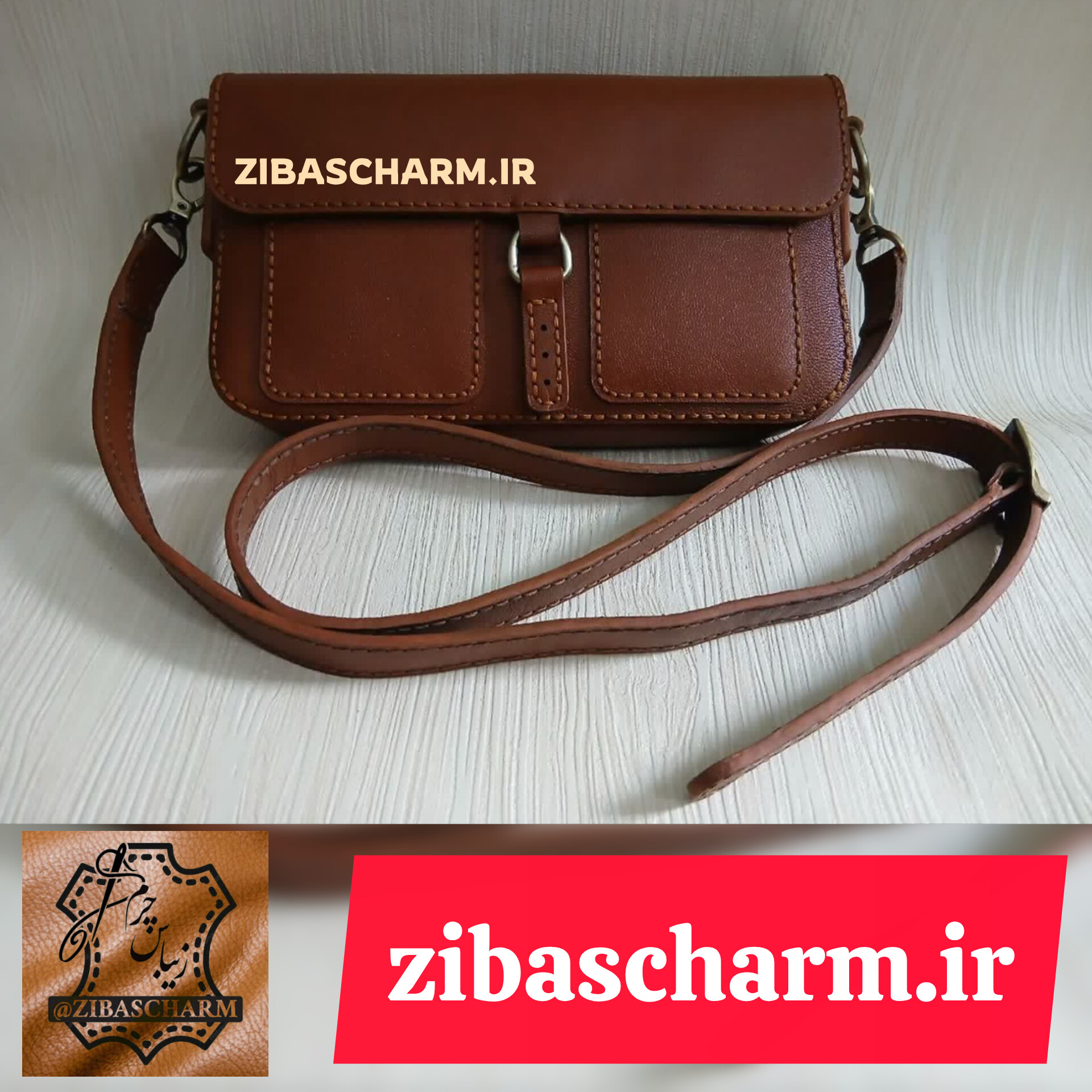 کیف زنانه چرم طبیعی با دوخت دستی