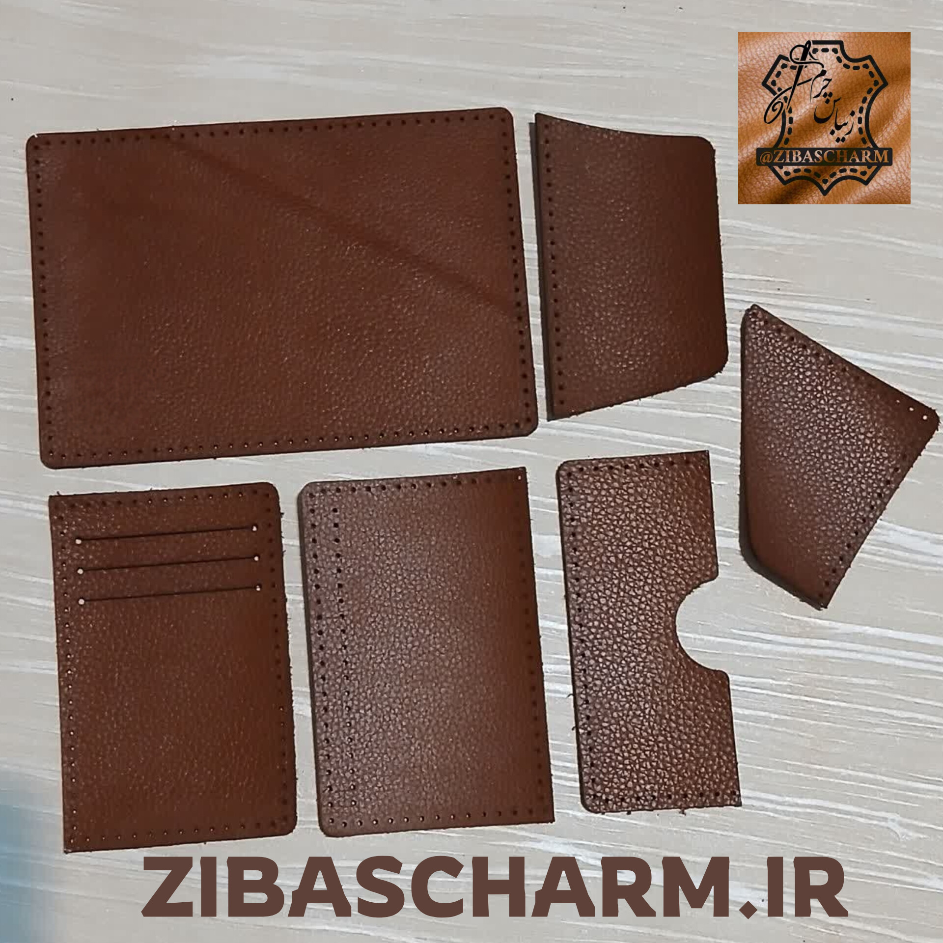 پک 4تایی جاکارتی چرم طبیعی برش خورده گاوی